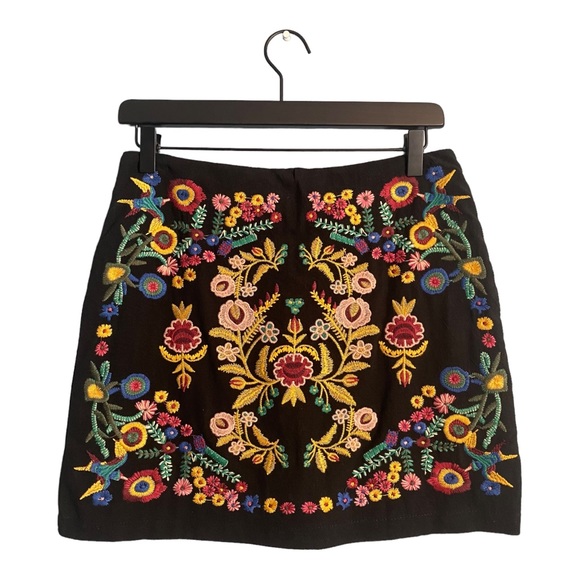 Umgee Floral Embroidered Miniskirt - Size S, Black/Muti - Picture 3 of 8